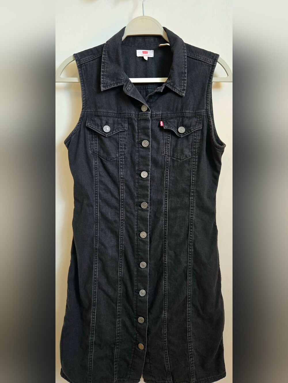 Levi's Black Denim Button-Up Sleeveless Dress